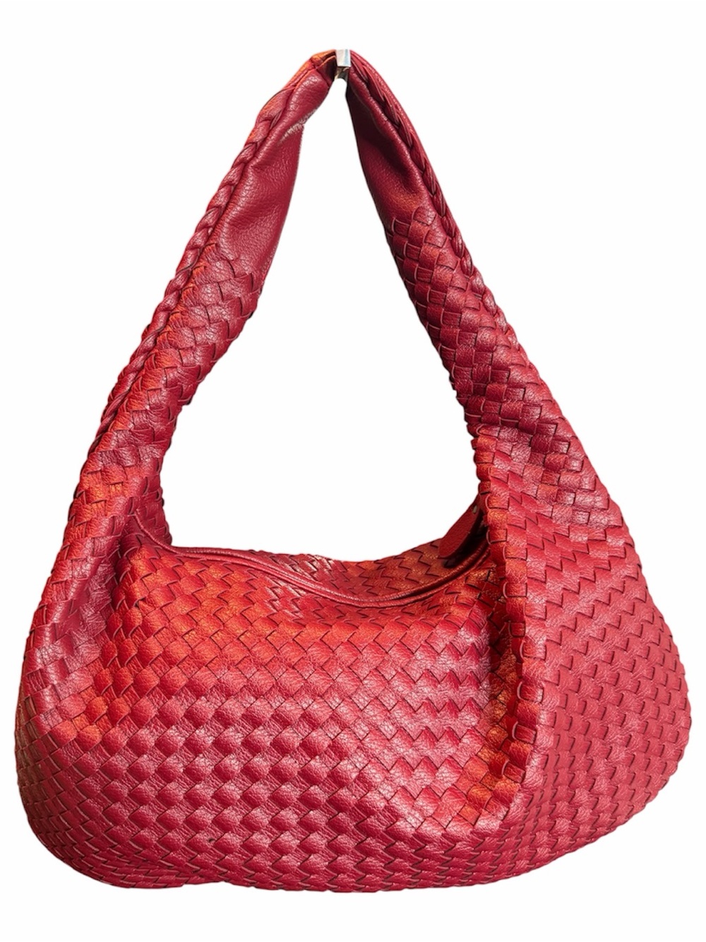Elegant Red Woven Hobo Shoulder Bag